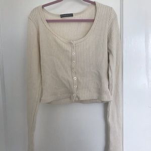 Brandy Melville White Button Down Sweater Shirt